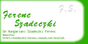 ferenc szadeczki business card